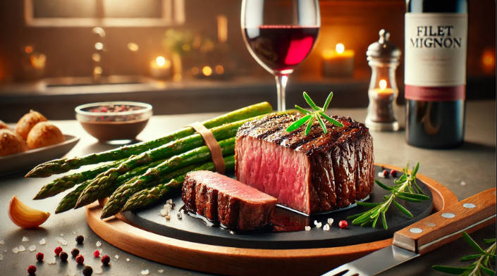 Cooked filet mignon steak