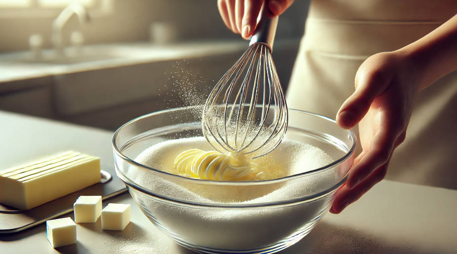 Cream butter and sugar with whisk