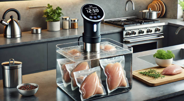 Sous vide machine cooking frozen chicken breasts